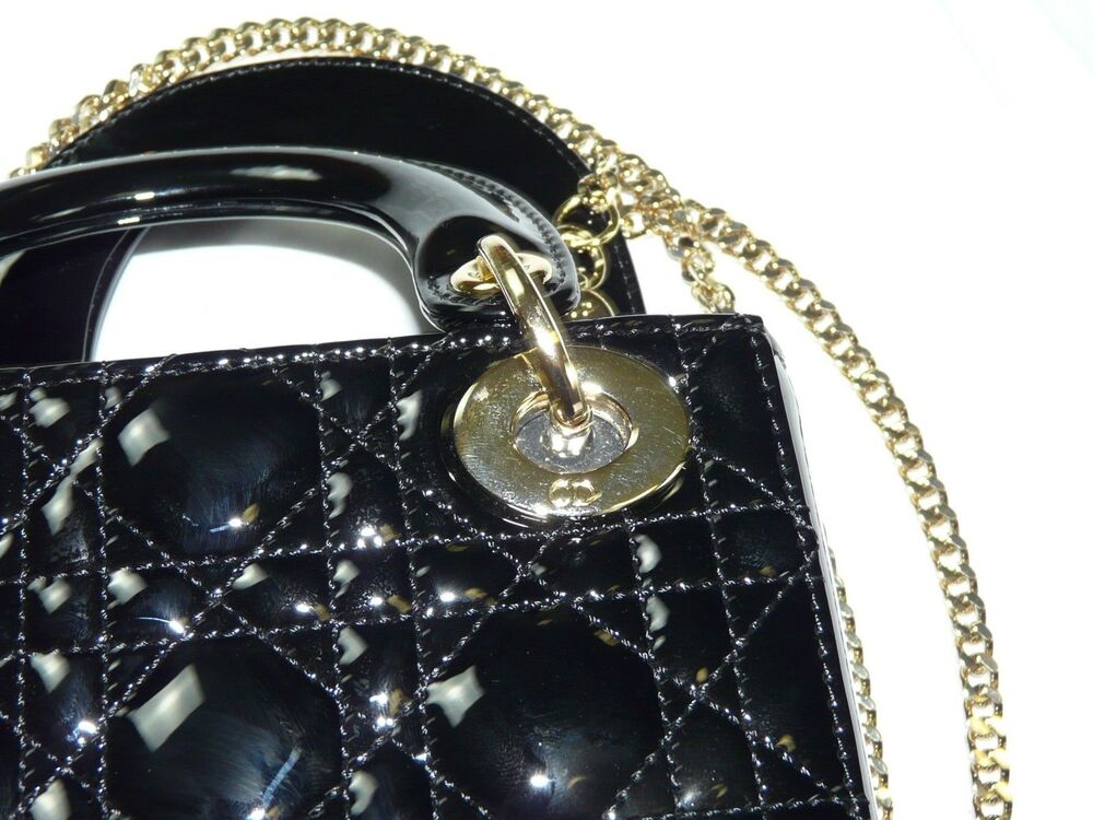 Mini Lady Dior Bag Black Patent Cannage Lambskin Certified by Rebag | MSRP $5500 - Picture 9 of 16